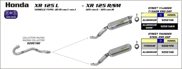 52001mi arrow ligne complete nocat approuve thunder aluminium embout inox compatible avec honda xr 125 l 2004 2005 mototopgun 52501ao 