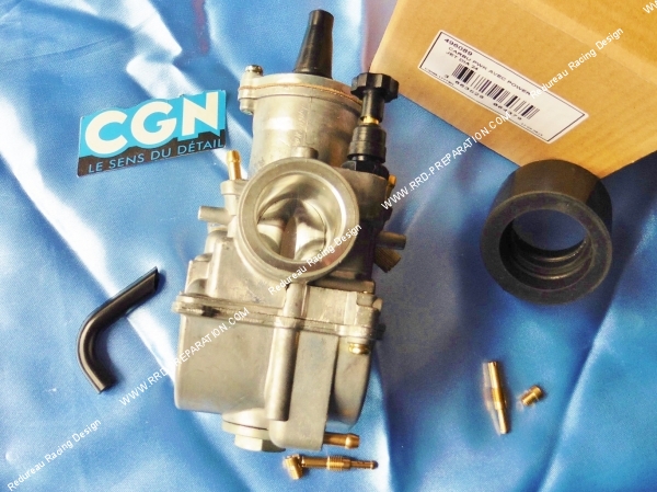 Carburateur cgn en diametre 24mm equipé du power jet pour un gain de puissance à l'accélération Photo du carburateur de 24mm pwk avec power jet pour moto scooter