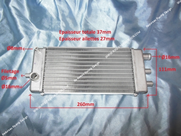 dimensions Radiateur de refroidissement aluminium TEKNIX pour DERBI Senda
