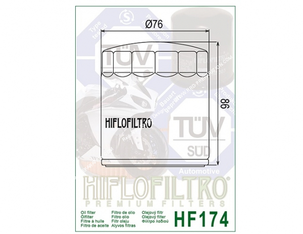 Photo du filtre à huile HF174  pour moto HARLEY DAVIDSON 