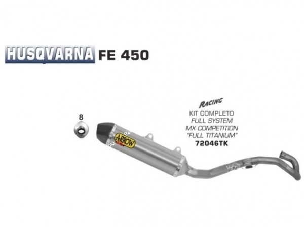 Pot d'échappement complet collecteur et silencieux ARRO pour moto cross enduro Husqvarna FE 450 2016 Photo de la ligne complète d'échappement ARROW Husqvarna FE 450 2016