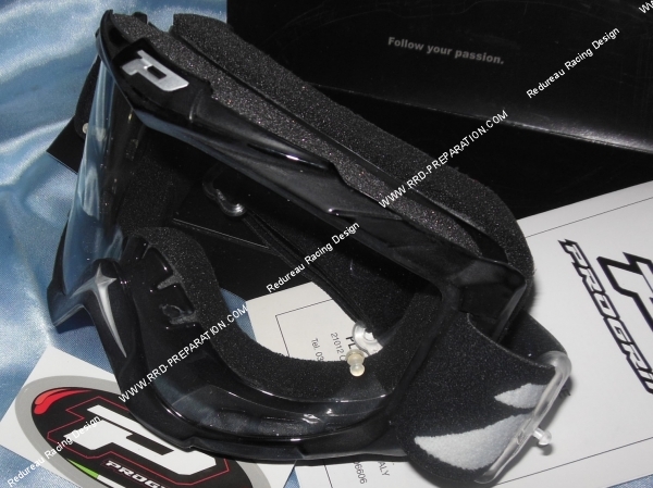 Lunettes moto-cross PROGRIP 3301 cache nez, écran anti-buée & rayure blanc, couleur noir