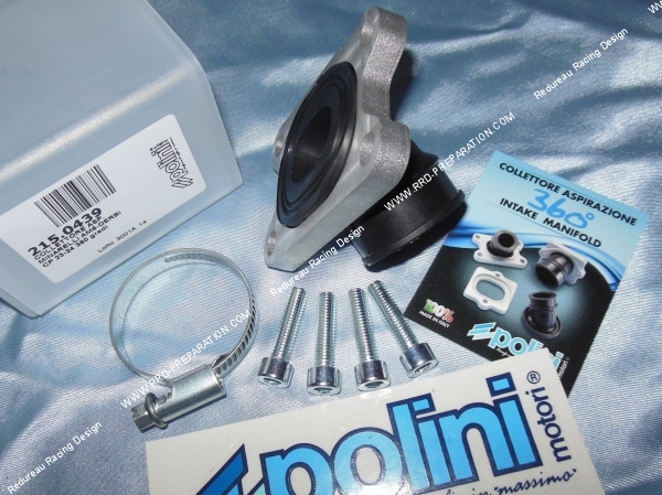 montage Pipe d'admission POLINI Evolution orientable carburateur 23 a 24mm (fixation Ø28,5mm) DERBI et AM6