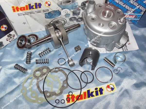 montage Pack ITALKIT Racing 80cc Ø48mm (avec vilebrequin course 44 bielle 90mm) moteur minarelli am6