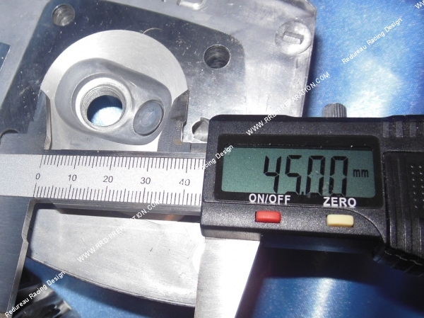 mesure Culasse RRD haute compression avec décompresseur pour kit 70cc Ø45mm sur MOTOBECANE AV7  MBK 40, 50... Nouveau modèle