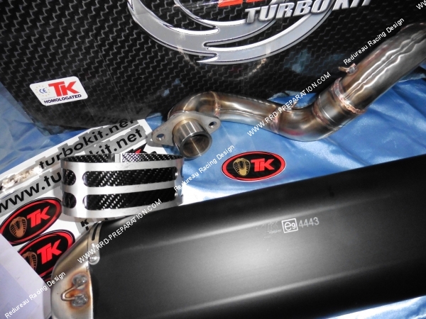 Photo de l'échappement en carbone de la marque tk turbokit pour les buggy bugatto 500cc