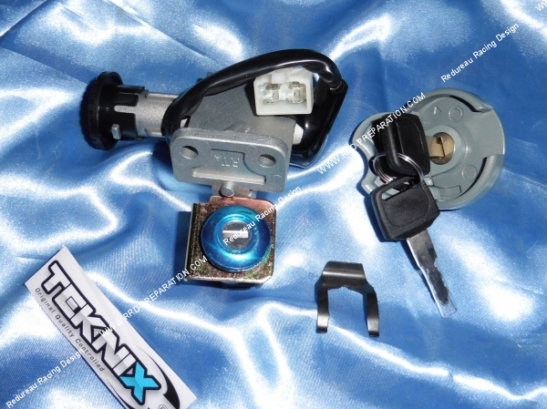 Photo du contacteur de clé complet avec neiman clés et bouchon de réservoir pour les scooter KYMCIO AGILITY