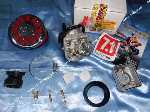 Photo du kit carburateur MALOSSI MHR VHST Ø28mm BS avec filtre a air, colliers pour carter MALOSSI CRC-ONE et moteur PIAGGIO