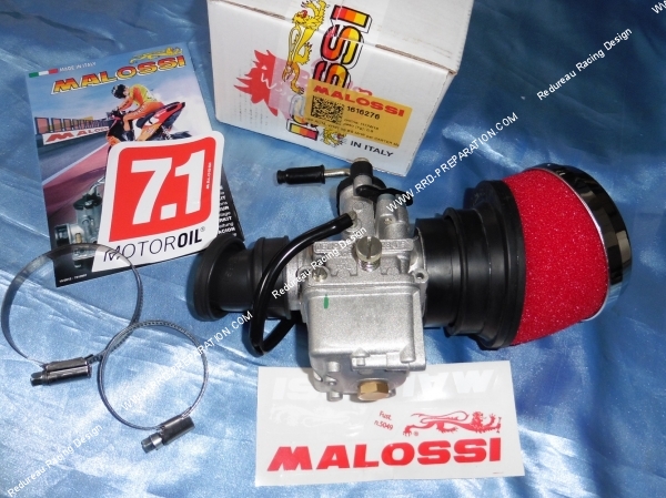 Photo du kit carburateur MALOSSI MHR VHST Ø28mm BS avec filtre à air, colliers pour carter MALOSSI CRC-ONE et moteur PIAGGIO