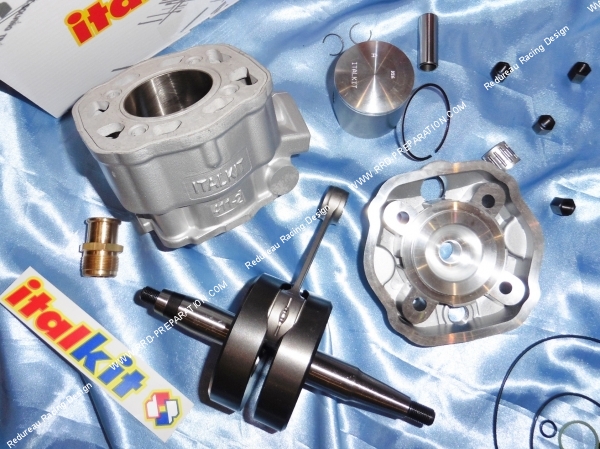 Cylindre piston culasse et vilebrequin course 44,90 sans équilibreur pour mécaboite moteur DERBI euro 3 Photo du kit 90cc ITALKIT 50mm mono segment (vilebrequin course 44,90 sans équilibreur) pour mécaboite moteur DERBI euro 3