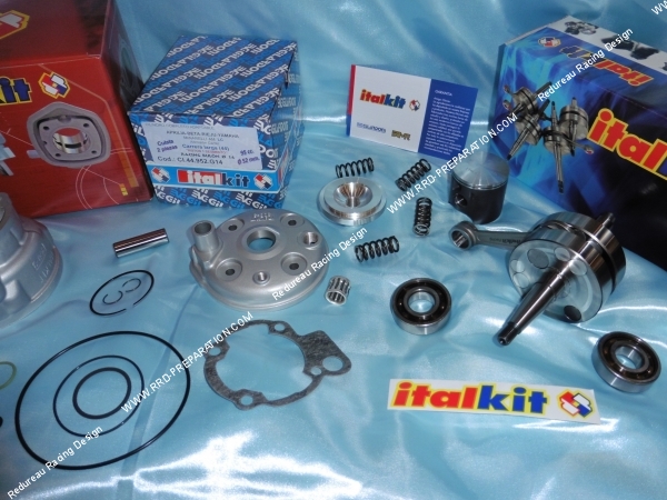 Pack ITALKIT Racing 95cc Ø52mm (avec vilebrequin course 44 bielle 85mm) pour mécaboite moteur minarelli am6 Pack ITALKIT Racing 95cc Ø52mm (avec vilebrequin course 44 bielle 85mm) pour mécaboite moteur minarelli am6