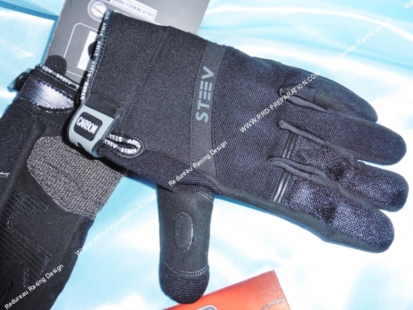 Photo de la paire de gant moto été steev noir homologué CE