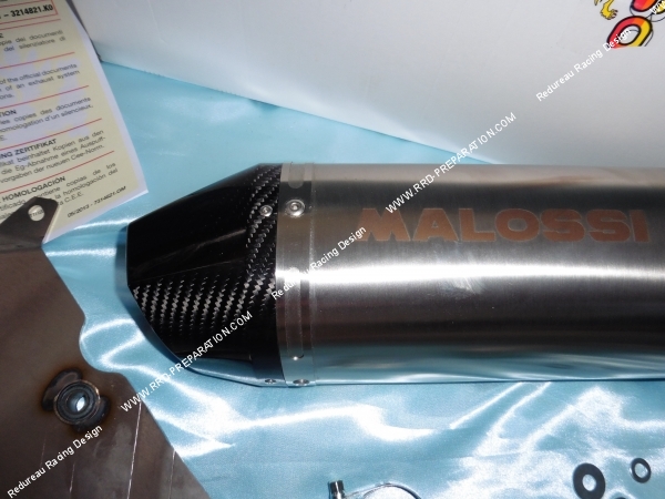 Photo du silencieux inox avec embout en carbone MALOSSI pour scooter PIAGGIO MP3 YOUBAN 125cc et 300cc ie 4T LC