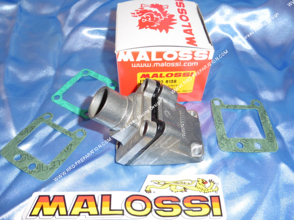 Photo de la boite à clapets MALOSSI (pipe+boite+clapets) Ø21mm Peugeot XP 50 carters origine