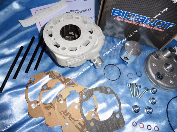 Photo du kit cylindre piston culasse BIDALOT RF50WR mono-segment aluminium DERBI euro 1 & 2
