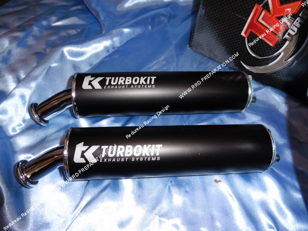 Photo de la cartouche d'échappement TURBOKIT TK RACING chrome double sorties passage bas pour SUZUKI RMX, SMX
