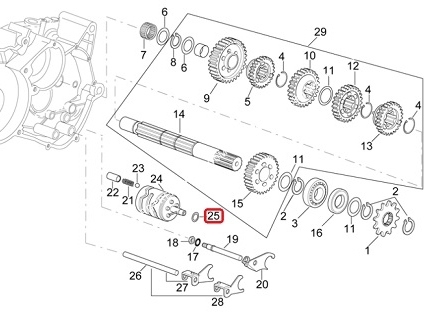 Rondelle pour axe de sélecteur et barillet pour tous moteur Minarelli