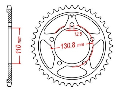 Photo avec les dimensions de la couronne france équipement pour moto BMW s1000rr