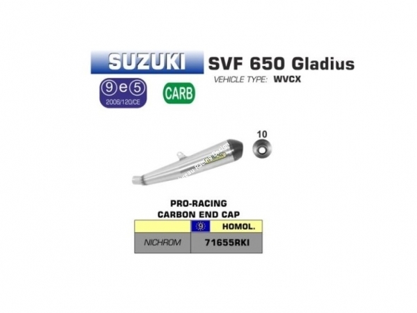 Photo du silencieux d'échappement ARROW pro racing pour Suzuki SVF 650 GLADIUS