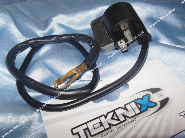 vue Bobine haute tension avec câble type origine TEKNIX pour MBK 51 allumage a rupteur