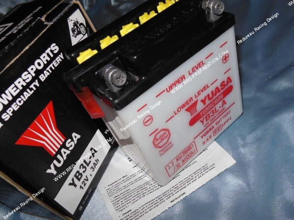 vue Batterie YUASA YB3L-A 12v (acide avec entretien) pour moto