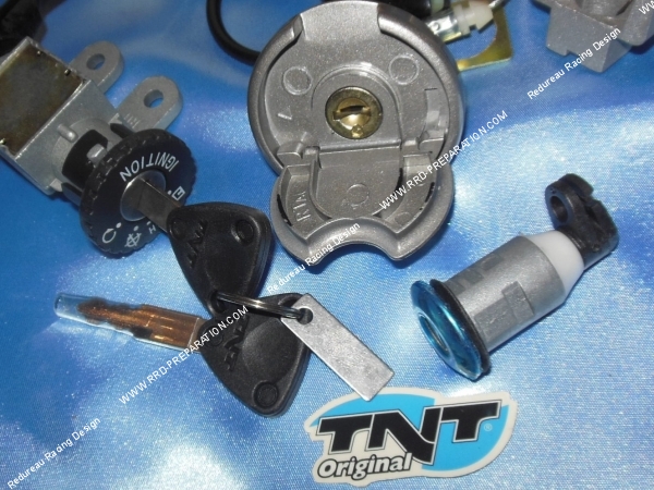 vue Contacteur a clé complet TNT Original pour scooter TNT Roma 4T2T GY6 Type A...