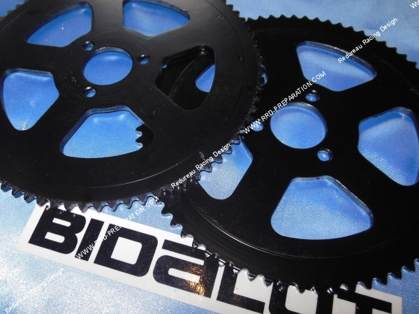 vue Couronne BIDALOT Racing pour Pocket Bike nombre de dents au choix 3 trous diamètre interne 26mm