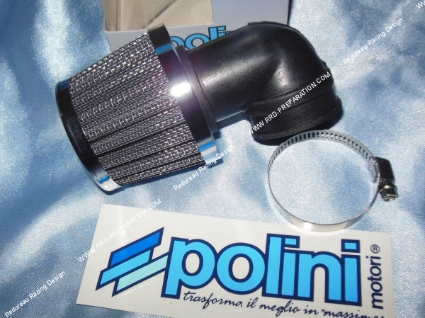 vue Filtre à air, cornet grille type K&N POLINI coudé 90° (Ø de fixation carburateur Ø34 et 38mm aux choix)