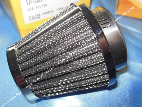 vue Filtre a air, cornet grille type K&N TOP PERFORMANCES universel, droit (Ø de fixation carburateur de Ø34 a 43mm)