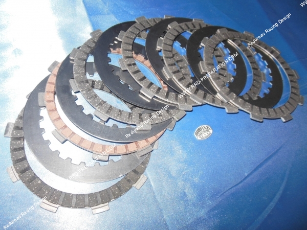 vue Embrayage (disques, intercalaires) type origine SURFLEX 6 disques garnis pour HONDA 125cc 2 temps NSR RAIDEN, NSR SM, CRM...
