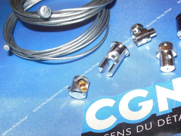 vue Kit câbles + serres câbles, barillet CGN pour cyclomoteur ou autres