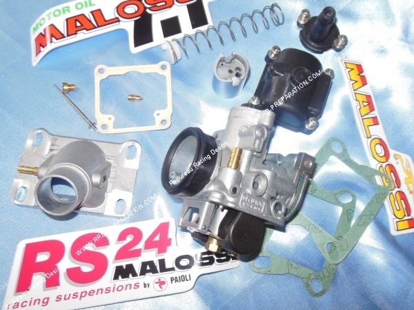 vue Kit carburation MALOSSI PHBG Ø21mm AS (rigide) avec pipe, joints... pour moto HONDA MT, MB, MTX 50...