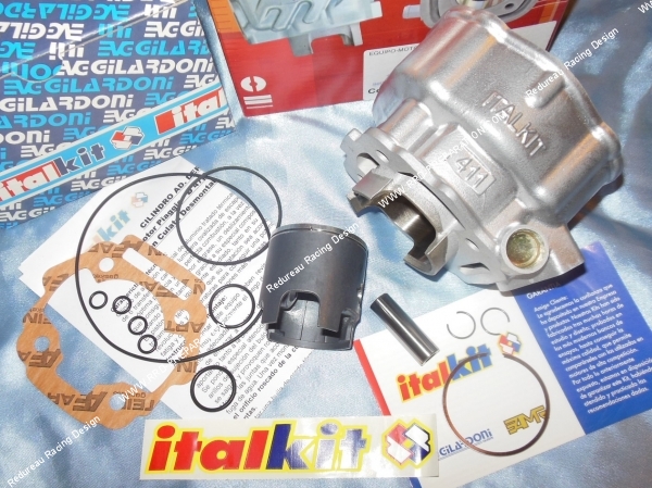 vue Kit cylindre  piston sans culasse 70cc Ø47.6mm ITALKIT Racing mono-segment aluminium DERBI euro 3