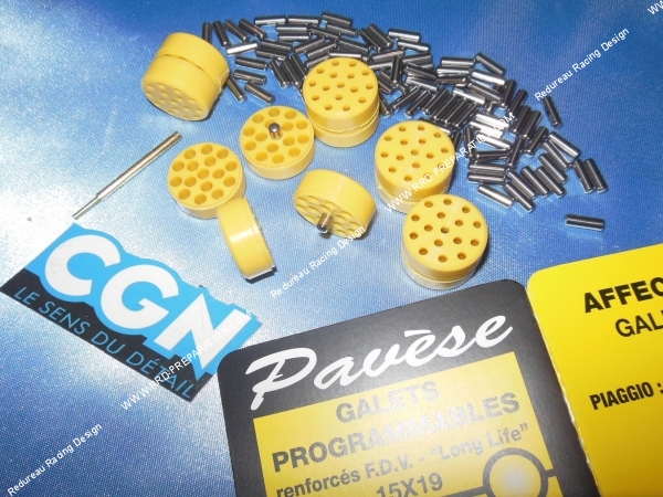vue Kit de 6 galets, rouleaux PAVESE by CGN en Ø19X15mm avec aiguilles, programmable au choix