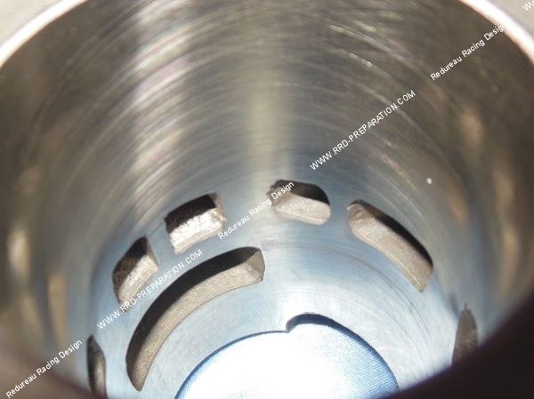 vue admission Cylindre - piston avec culasse 65cc Ø45mm AIRSAL aluminium pour moto DERBI FENIX, FDS, FDT, SAVANA... 50cc
