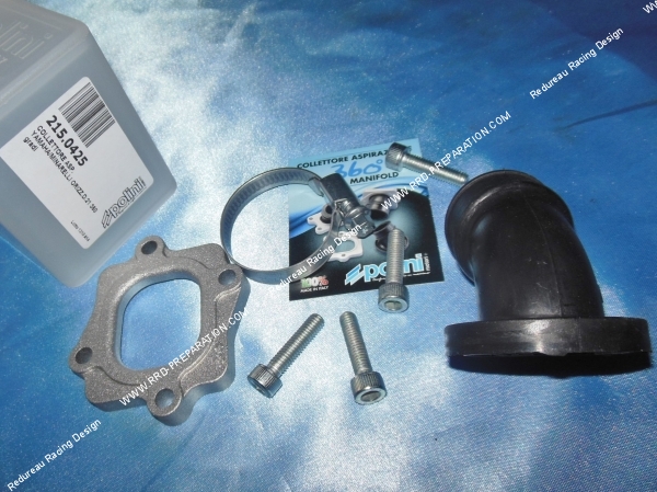 vue Pipe d'admission orientable POLINI Evolution carburateur 15 a 21mm (fixation Ø23 a 25mm) minarelli horizontal (nitro, aerox)