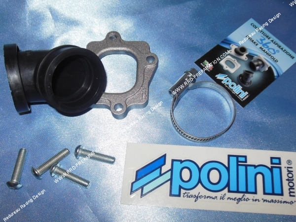 vue Pipe d'admission orientable POLINI Evolution carburateur 26 a 30mm (fixation Ø35 a 39mm) minarelli horizontal (nitro, aerox)