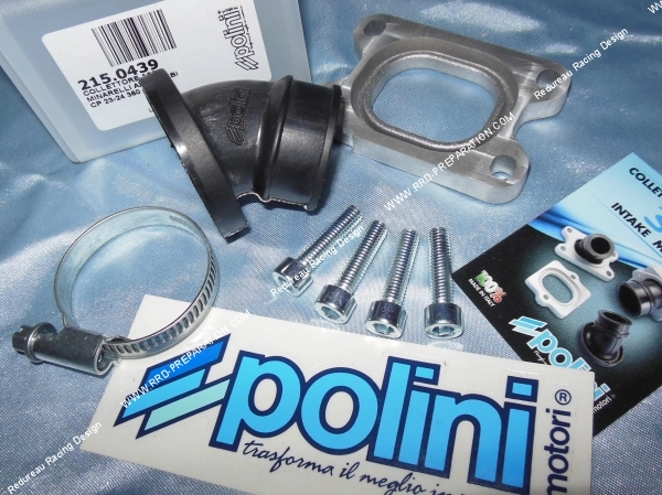 vue Pipe d'admission POLINI Evolution orientable carburateur 23 a 24mm (fixation Ø28,5mm) DERBI et AM6