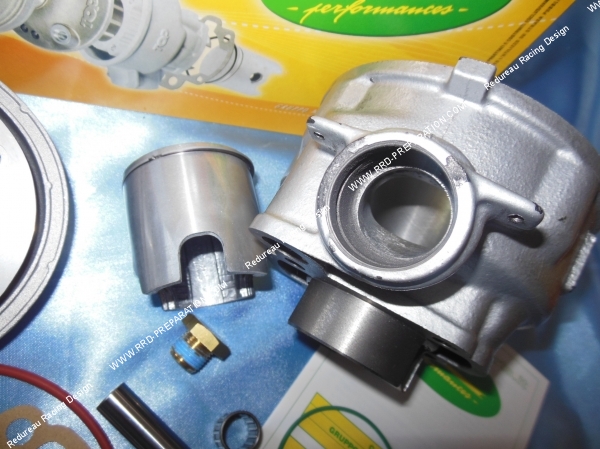 vue piston preparé Maxi kit TOP PERFORMANCES 85cc Fonte, course 44mm + Ø49,5mm (avec vilebrequin) pour mécaboite 50cc moteur minarelli am6