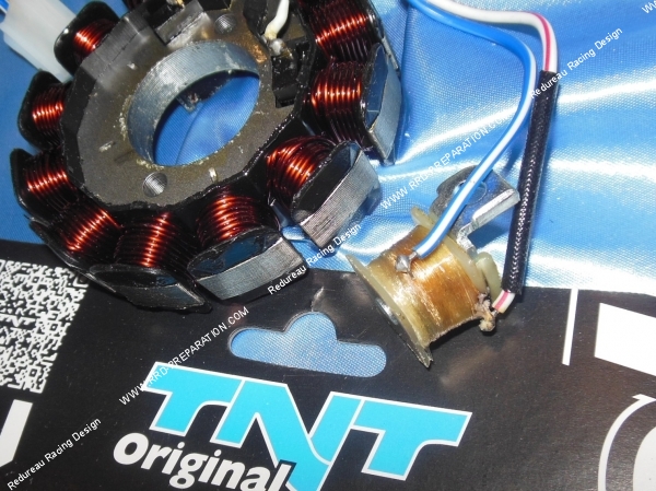 vue Stator & câbles TNT pour allumage d'origine DUCATI MINARELLI AM6 YAMAHA TZR, DT et MBK X-LIMIT et X-POWER