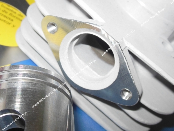 vue echappement Cylindre - piston sans culasse 50cc Ø40mm AIRSAL aluminium bi-segment PIAGGIO  GILERA Air (Typhoon, NRG...)