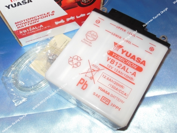 zoom Batterie YUASA YB12AL-A 12v (acide avec entretien) pour moto, mécaboite, scooters...