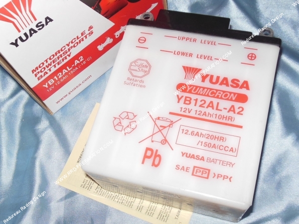 zoom Batterie YUASA YB12AL-A2 12v 12A (acide avec entretien) pour moto, mécaboite, scooters