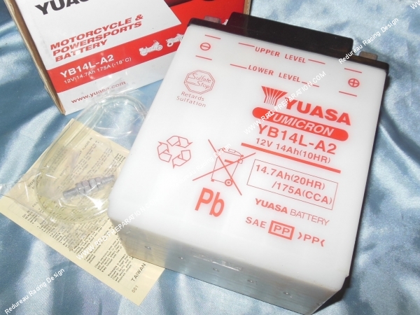 zoom Batterie YUASA YB14L-B2 12v 7A (acide avec entretien) pour moto, mécaboite, scooters