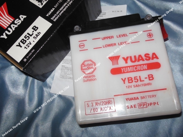zoom Batterie YUASA YB5L-B 12v (acide avec entretien) pour moto, mécaboite, scooters...