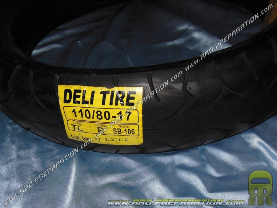 Pneu DELI TIRE 110/80 X 17" SB106 TL 57R pour moto, mécaboite, cyclomoteur...