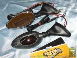 Pair of rear view mirrors TUN' R Italian F1 fixing on careenage color carbon with orange diodes