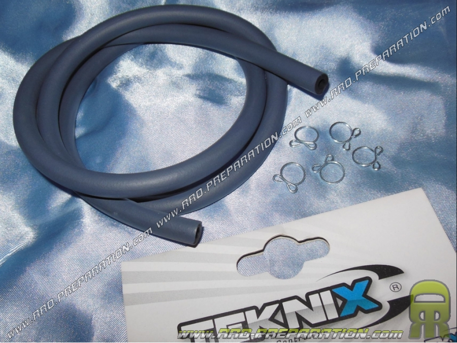 Durite d'essence TEKNIX Ø5 ou 6mm X 10mm aux choix (1 mètre) noir avec 5 colliers auto-serrant