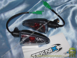 Clignotants TEKNIX noir / transparent pour scooter Nitro, Typhoon et mécaboite DERBI, GPR, RS4...