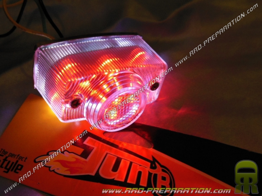 Universal rear light with leds with lighting of plate TUN' R hides transparent (mécaboite, scooter, mob)